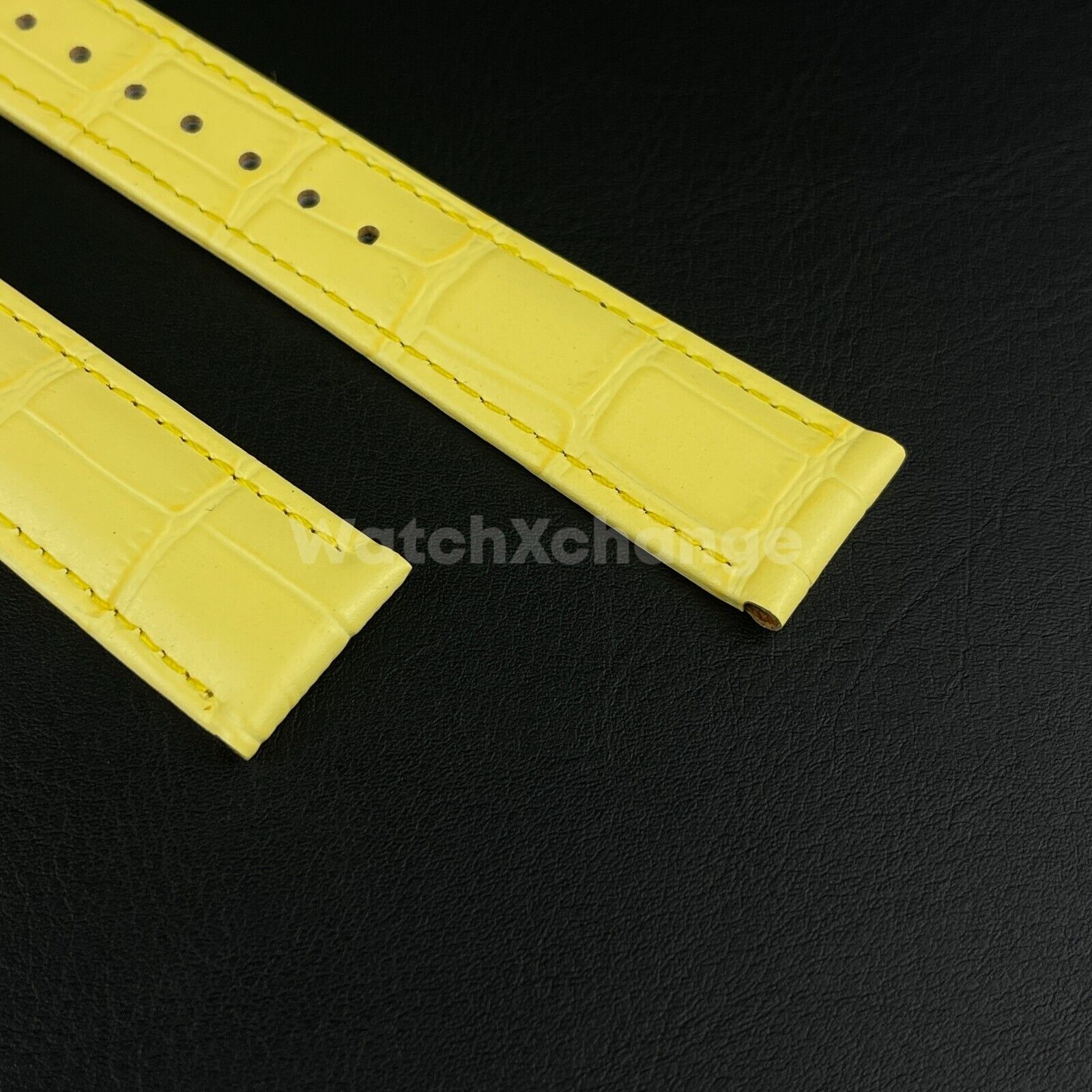 Yellow Genuine Leather Universal Watch Strap Band Alligator Grain 20mm 22mm 24mm