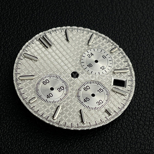 Silver 31.8mm Modified Watch Dial Accessory for VK63 Quartz Movement