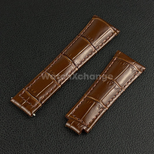 Brown Genuine Leather Strap Band Strap For Rolex Watch Universal 20mm