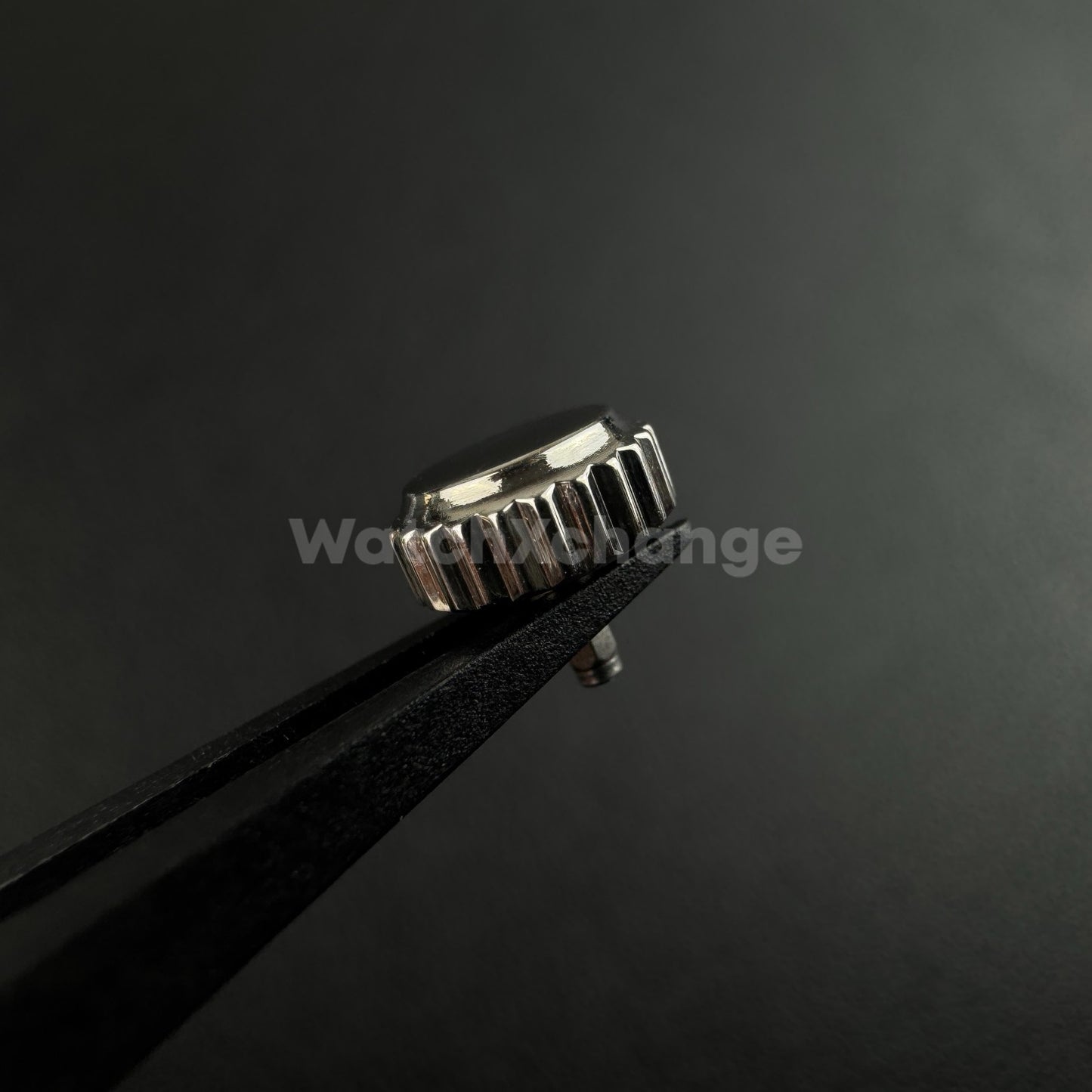 Silver Stainless Steel Watch Crown For Log Case NH35 Engraved S Logo