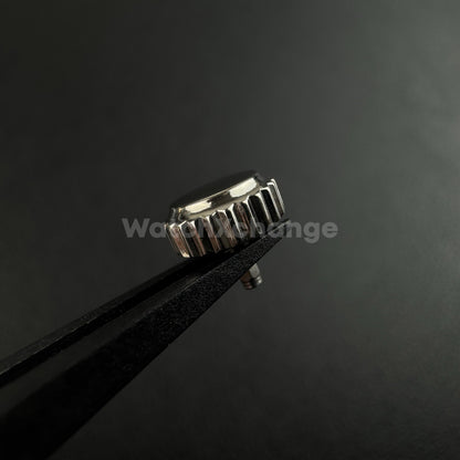 Silver Stainless Steel Watch Crown For Log Case NH35 Engraved S Logo