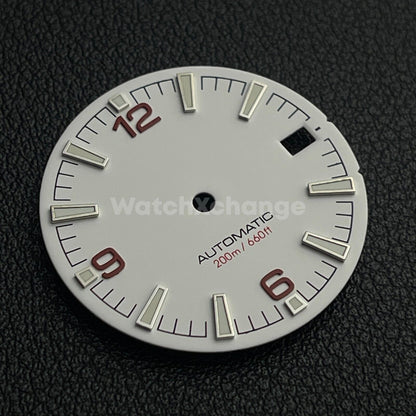28.5mm White & Red Watch Dial Face for NH34 NH35 Movements