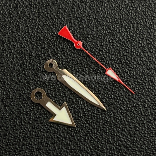 Rose Gold & Red Watch Hands For SEIKO NH35 NH36 Movements Pilot Arrow Triangle