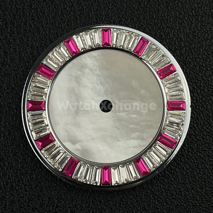 28.5mm Pink & White Pearl Shell Texture Watch Dial for SEIKO NH35 NH36 Movement