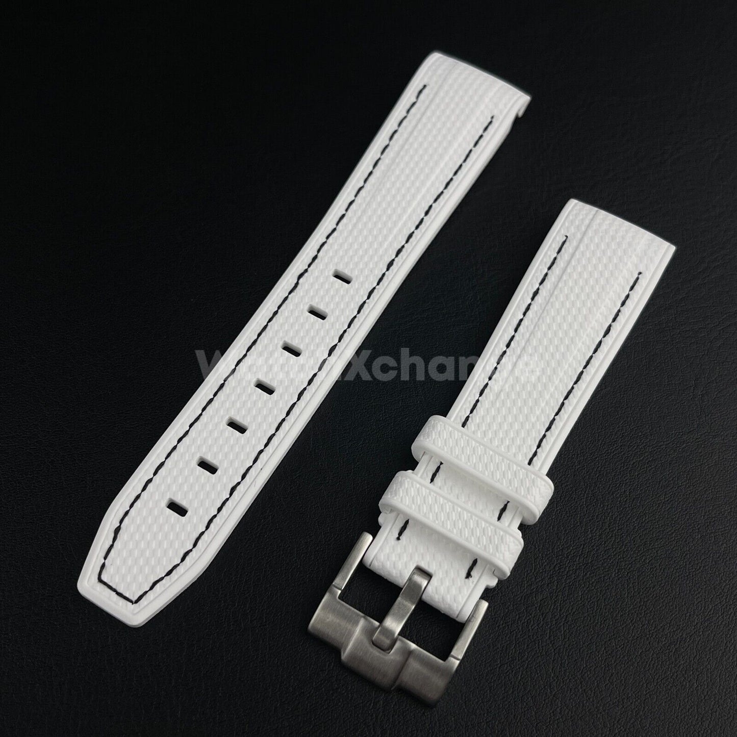 White 20mm Silicone Rubber Curved End Watch Strap Band For Omega Rolex