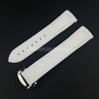 White Curved End Silicone Rubber Watch Strap For Omega Seamaster 20mm