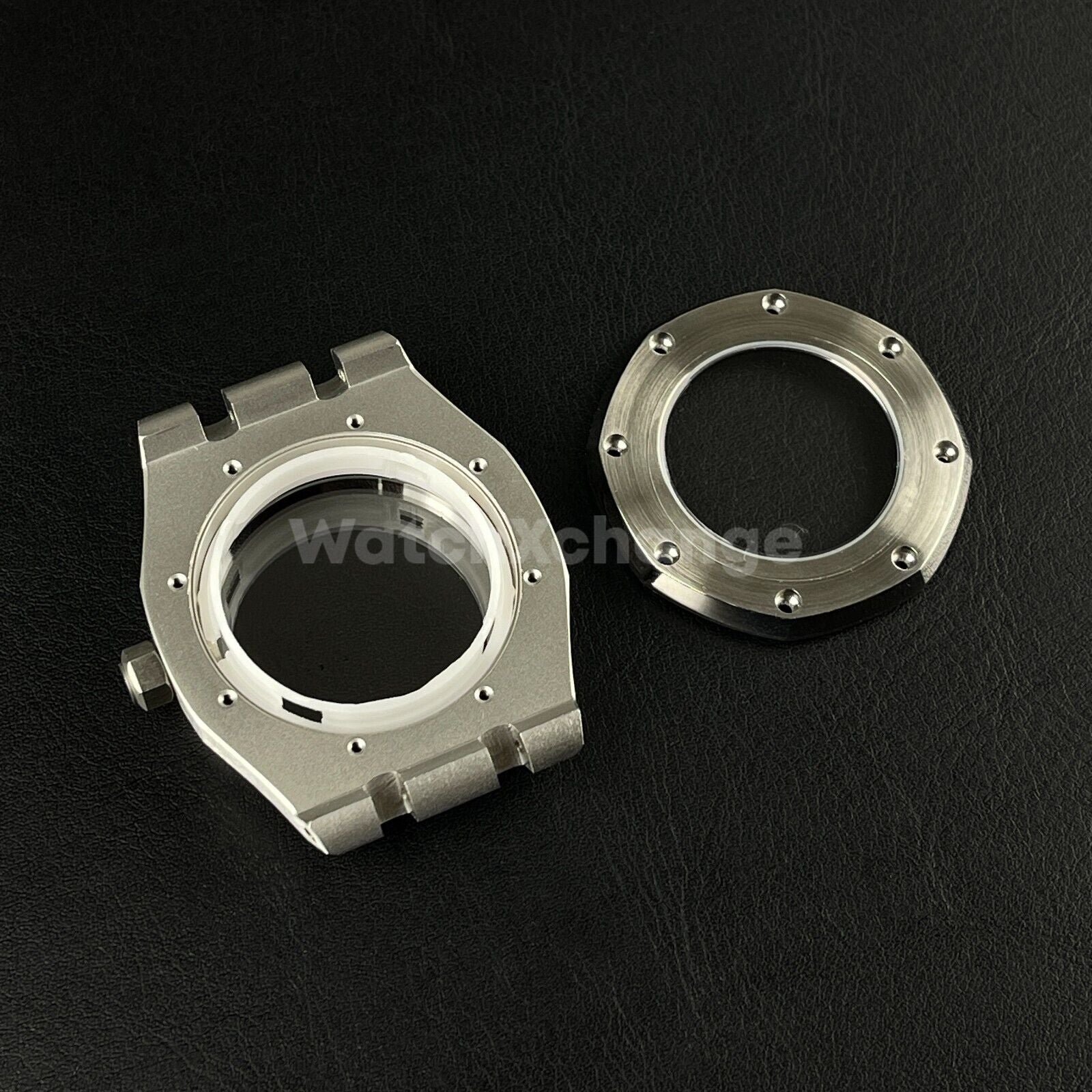 Stainless Steel Octagonal 42mm Automatic Watch Case Bracelet Transparent Back