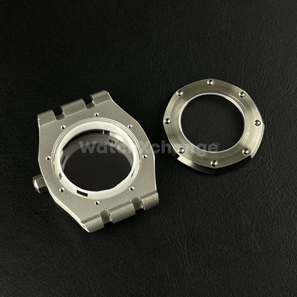 Stainless Steel Octagonal 42mm Automatic Watch Case Bracelet Transparent Back