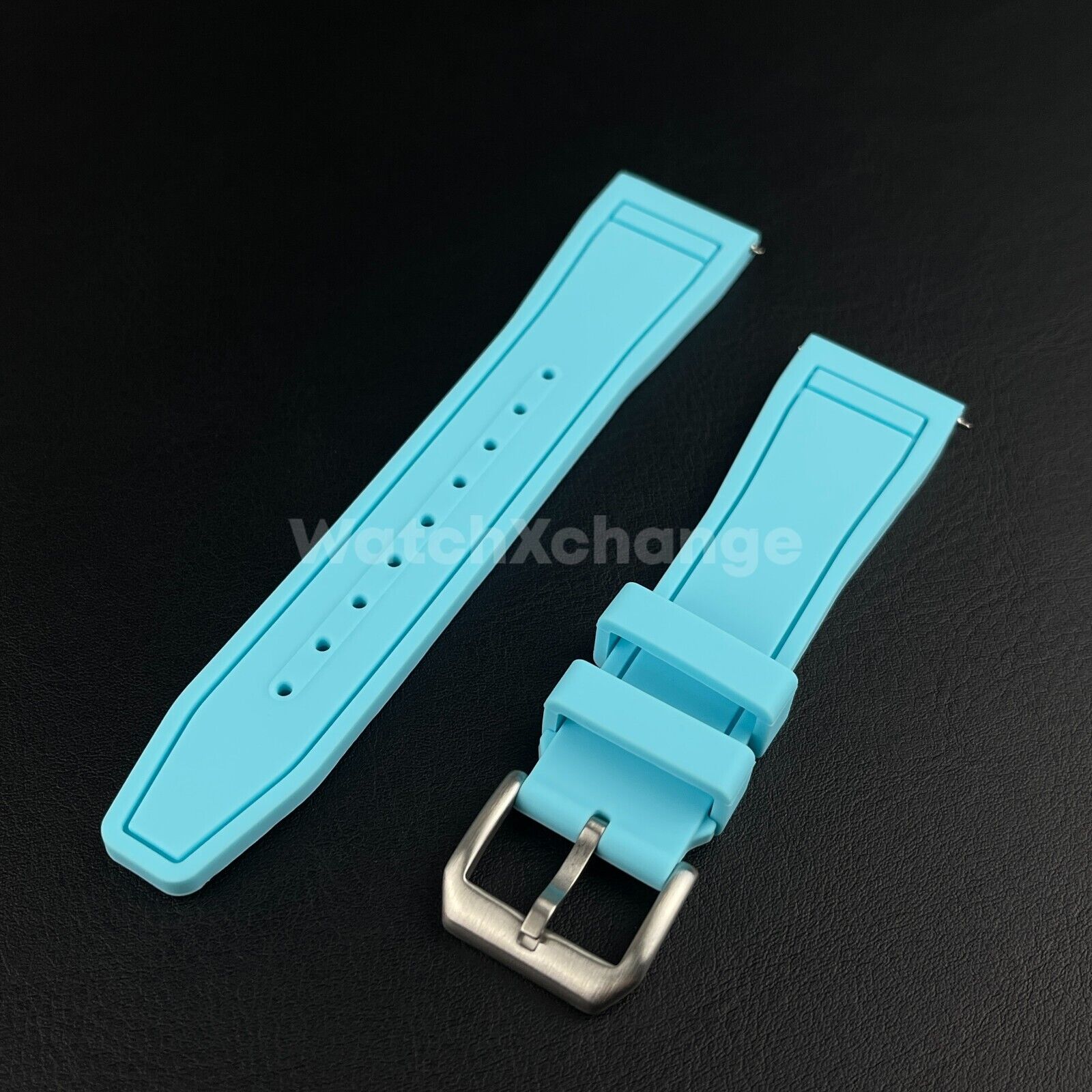 Light Blue Rubber Strap For IWC Pilot Portugal Portofino QuickRelease 20 21 22mm