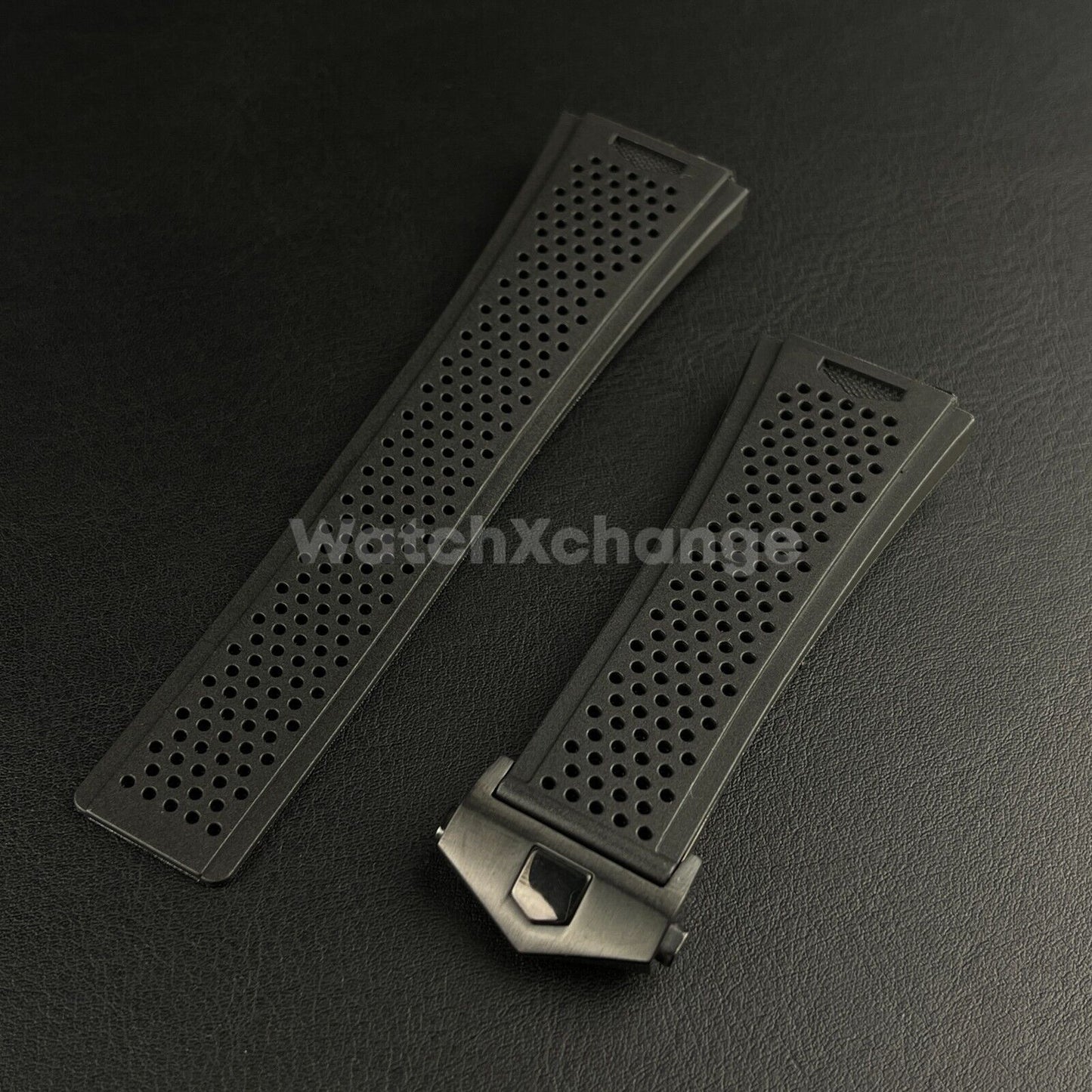 For TAG Heuer Carrera Black Silicone Rubber Watch Strap Concave Convex 22mm