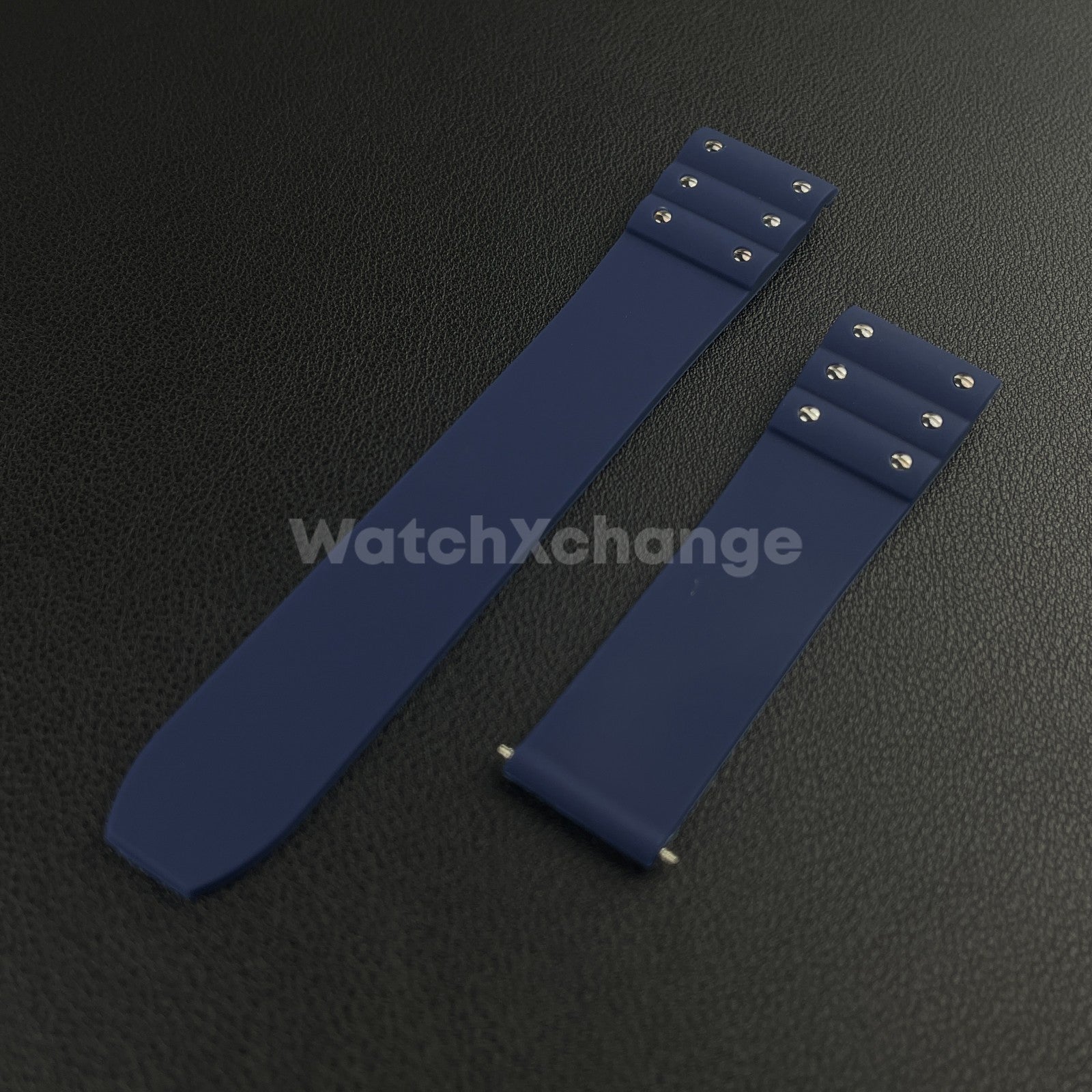 Blue 21mm Silicone Rubber Watch Strap For Cartier Santos