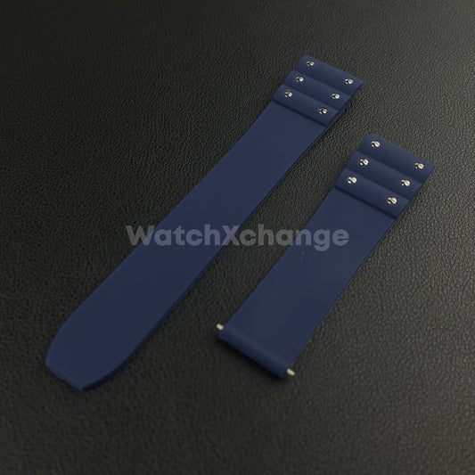 Blue 21mm Silicone Rubber Watch Strap For Cartier Santos