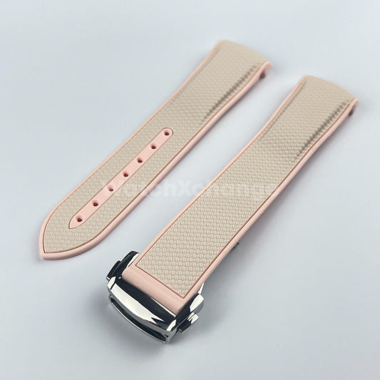Pink Curved End Silicone Rubber Watch Strap For Omega Seamaster 20mm