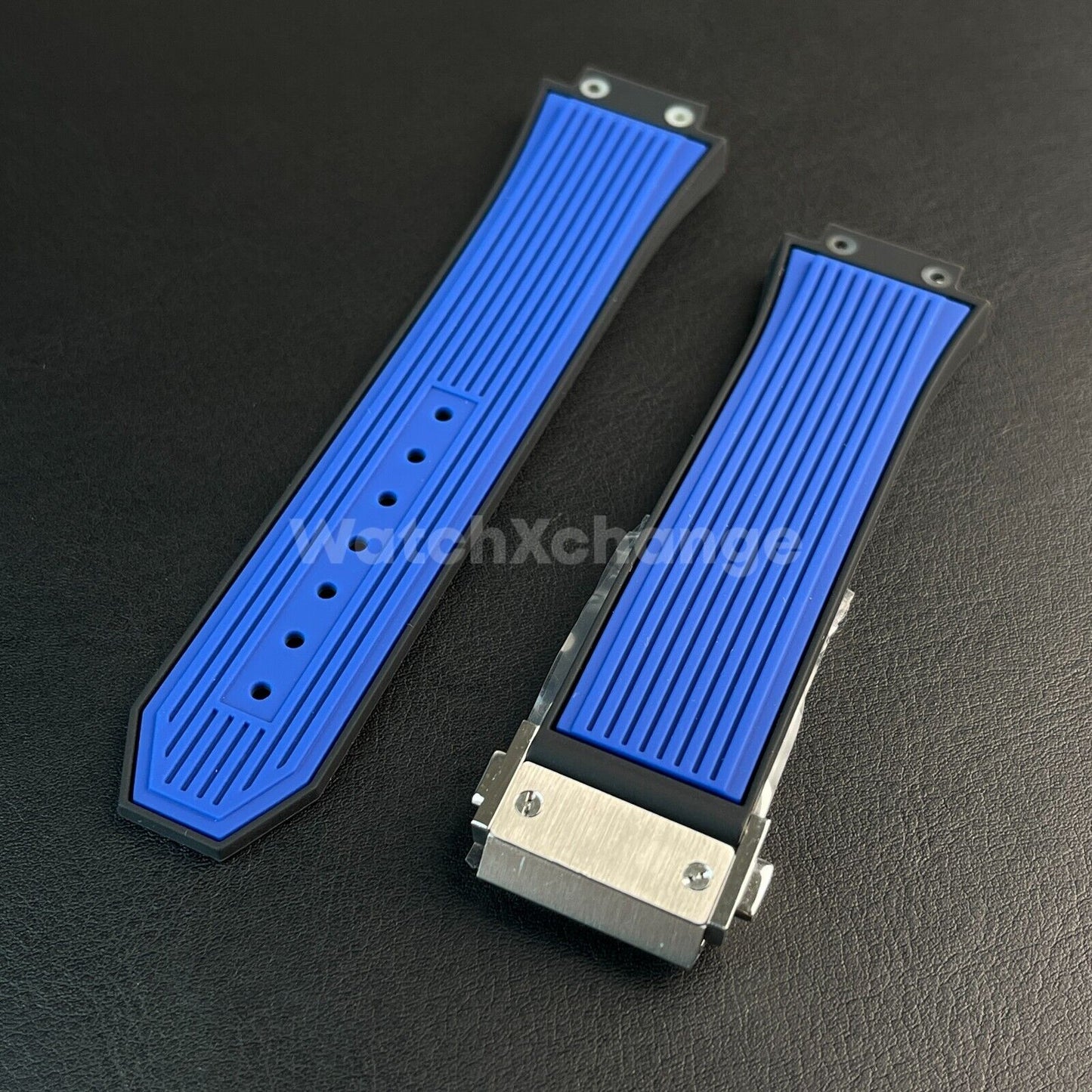 Blue Rubber Silicone Watch Strap Waterproof Band 27*17mm Fit HUBLOT BIG BANG