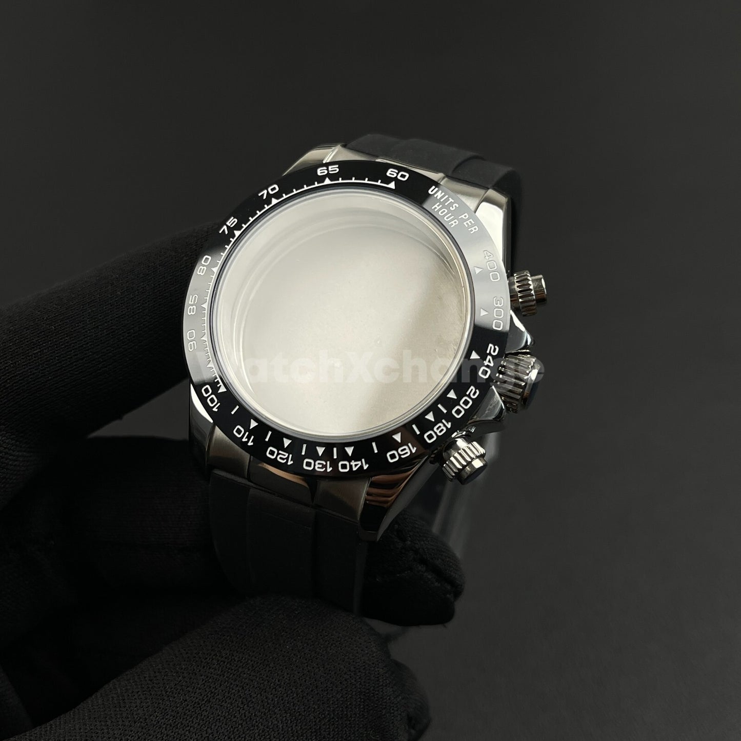 40mm Silver Stainless Steel Sapphire Glass Watch Case for VK63 Quartz Movement