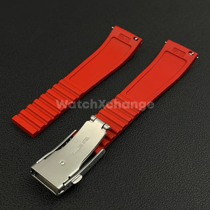Red Rubber Watch Strap Deployment Clasp Cut To Size Quick Release 20mm 22mm