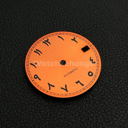 28.5mm Orange & Black Arabic Watch Dial NH35 NH36 4R35 Movement Professional