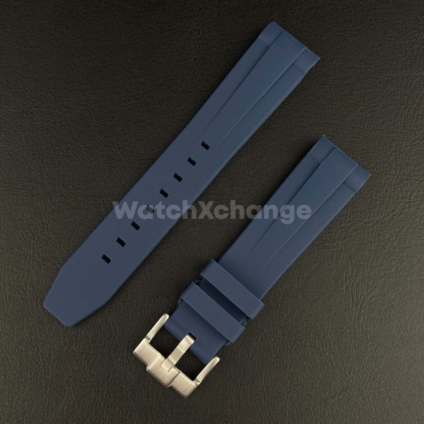 Blue 20mm Rubber Curved End Watch Strap Band Made For Rolex Submariner GMT