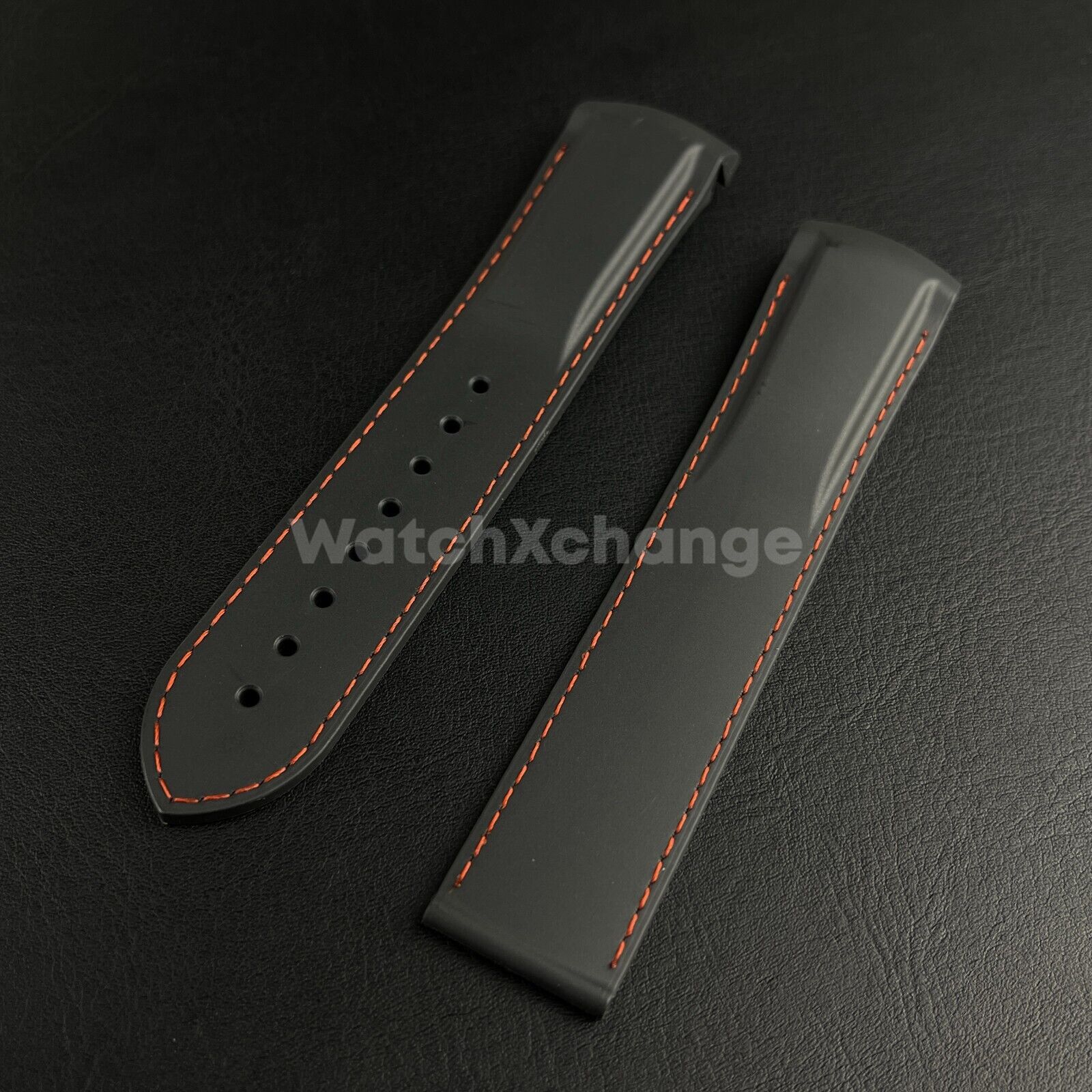 Black Curved End Silicone Rubber Watch Strap For Omega Seamaster 20mm 21mm 22mm