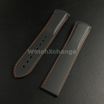 Black Curved End Silicone Rubber Watch Strap For Omega Seamaster 20mm 21mm 22mm