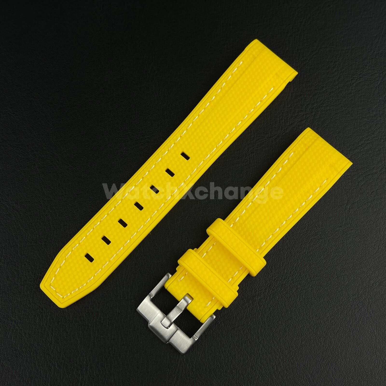 Yellow 20mm Silicone Rubber Curved End Watch Strap Band For Omega Rolex