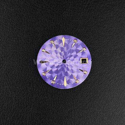 29mm Purple Watch Dial Face Radial Pattern Diamond Scale for NH35/36 Movements