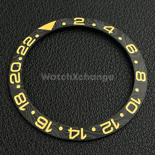 Yellow & Black Grey Carbon Fibre Style Ceramic Watch Bezel Insert for Seiko NH35