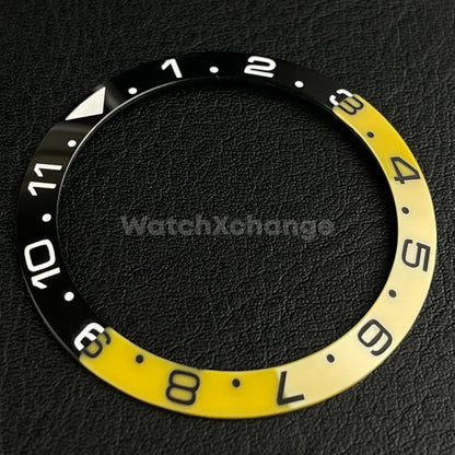 Yellow Ceramic Bezel Insert 38mm GMT For Rolex Seiko SKX007 SKX009 SRPD Sloped