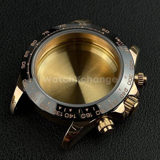 39mm Rose Gold Stainless Sapphire Glass Watch Case for VK63 Quartz Movement