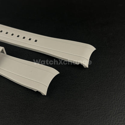 Grey 20 22mm Rubber Curved End Watch Strap Band Made For Rolex Submariner GMT