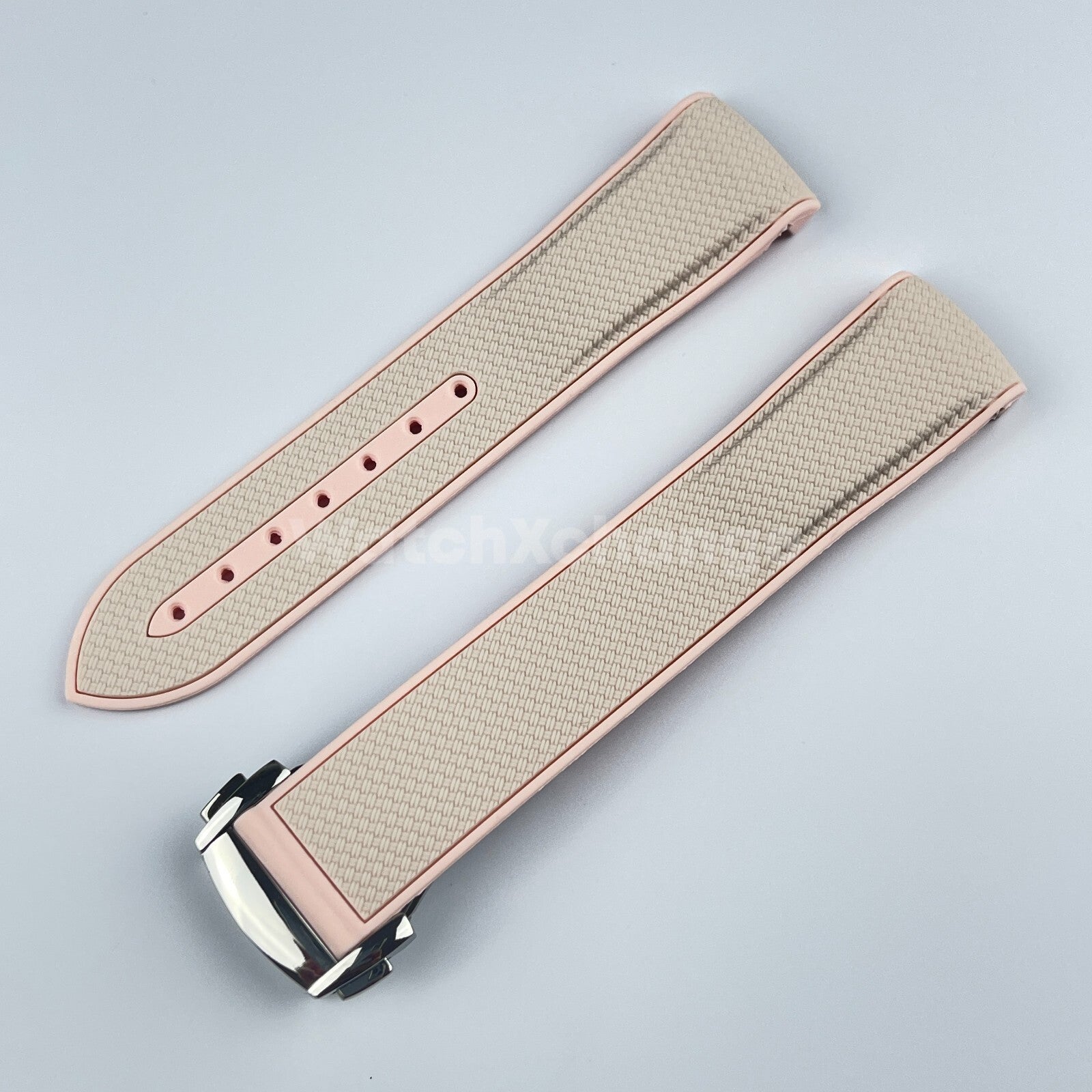 Pink Curved End Silicone Rubber Watch Strap For Omega Seamaster 20mm