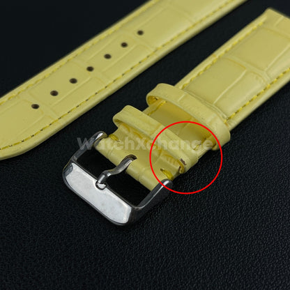 Defective Yellow Genuine Leather Universal Watch Strap Band Alligator Grain 22mm