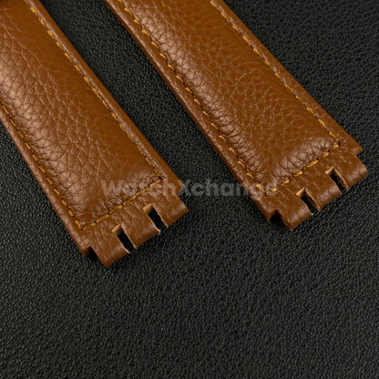 Brown Genuine Leather Watch Band Strap 17mm for SWATCH YCS YAS YGS
