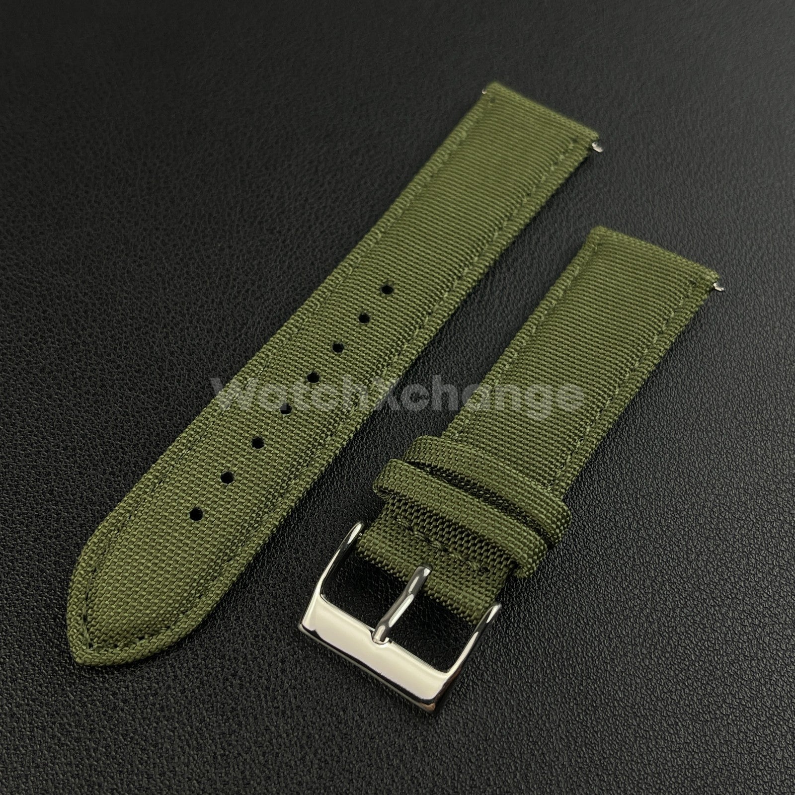 Green Watch Strap Band Nylon Canvas Sailcloth Quick Release 20mm 22mm 24mm