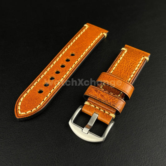 Mens Genuine Light Brown Leather Watch Strap Band for PANERAI FOSSIL 20, 22 24mm