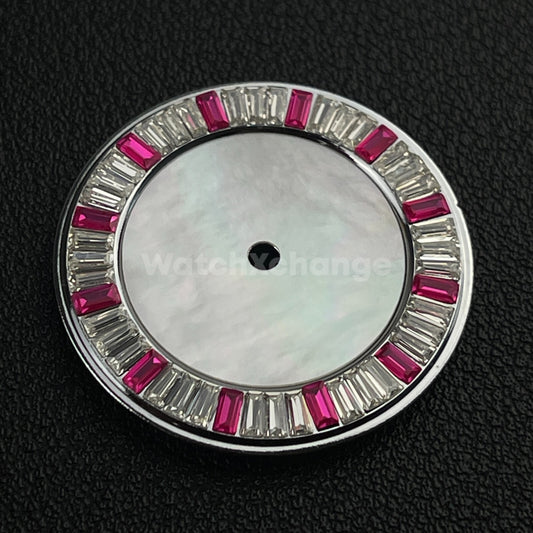 28.5mm Pink & White Pearl Shell Texture Watch Dial for SEIKO NH35 NH36 Movement