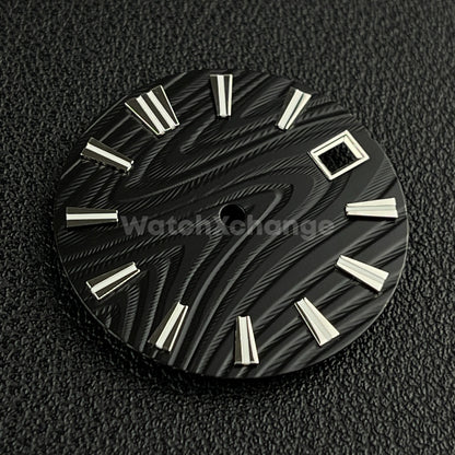 28.5mm Black Wood Texture Watch Dial Face for Seiko NH35 NH36 Movement