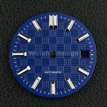 28.5mm Blue Grid Dots Pattern Texture Watch Dial for SEIKO NH35 NH36 Movement