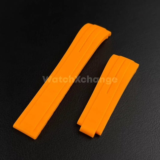 Orange 21mm 22mm Curved Rubber Strap for Rolex DAYTONA SUBMARINER Yacht-Master
