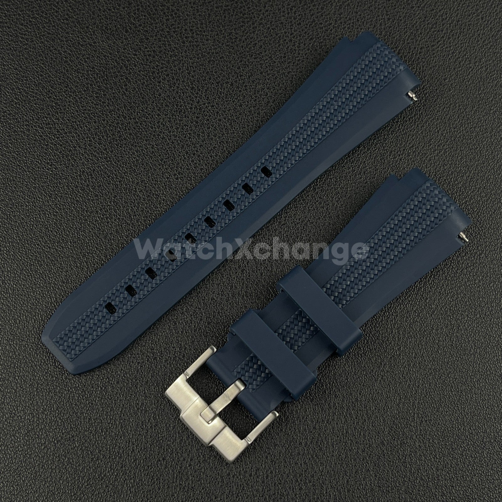 Navy Blue 20mm Silicone Rubber Curved End Watch Strap Band For Omega Rolex