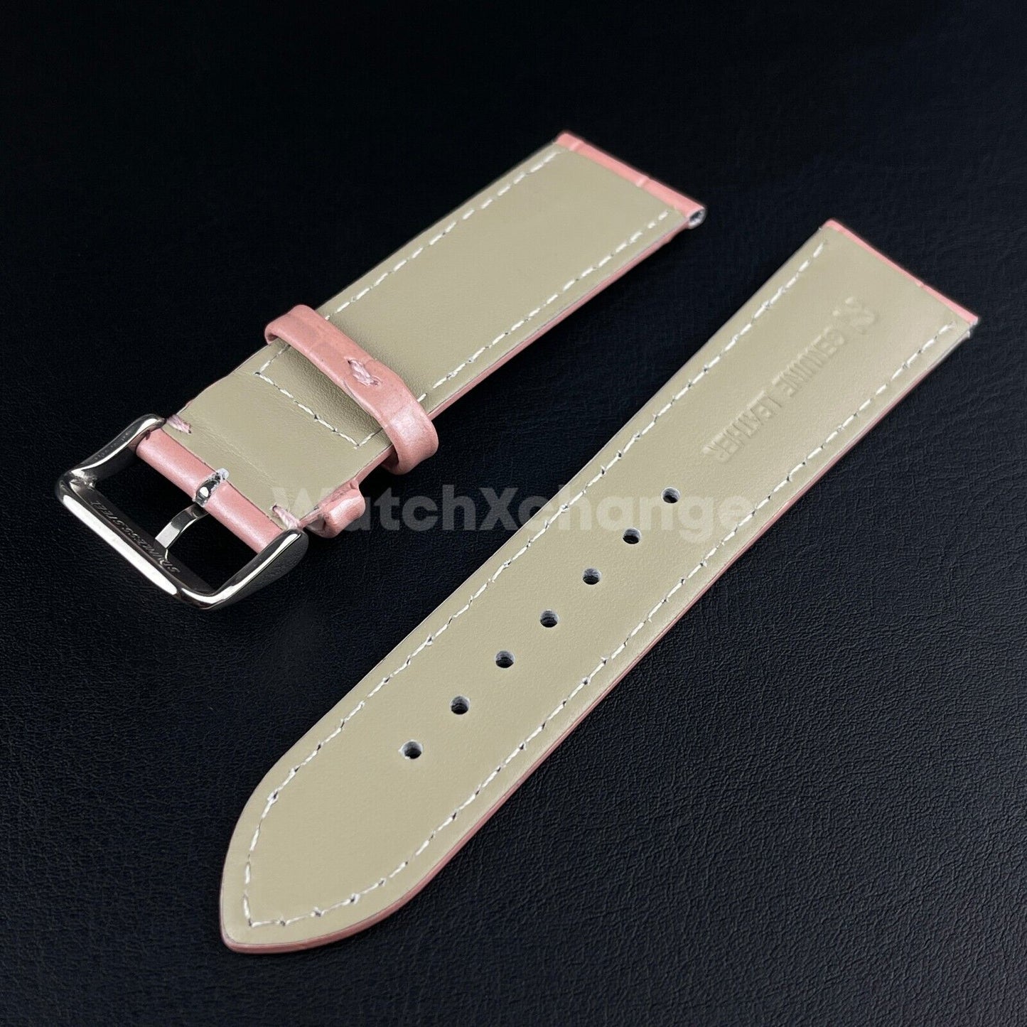 Pink Genuine Leather Universal Watch Strap Band Alligator Grain 20mm 22mm 24mm