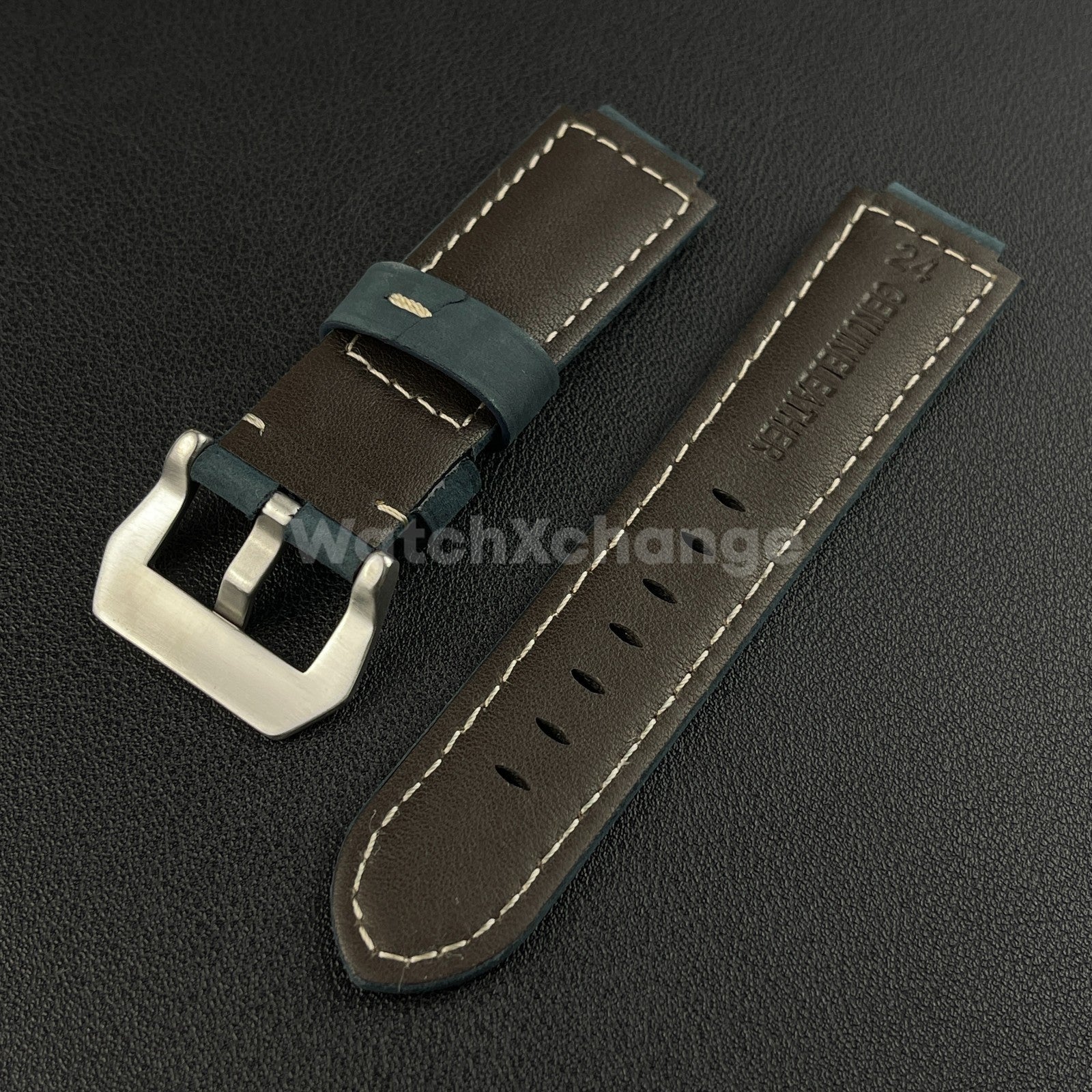 Blue Suede Leather Watch Strap for Timex Tidal Compass T2N72 T2N720 14mm 16mm