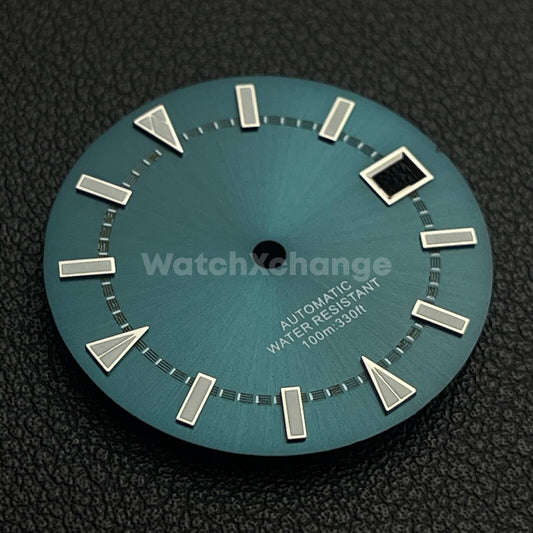 29mm Blue Watch Dial w/Green Luminous Replacement for NH35 4R35 Movement