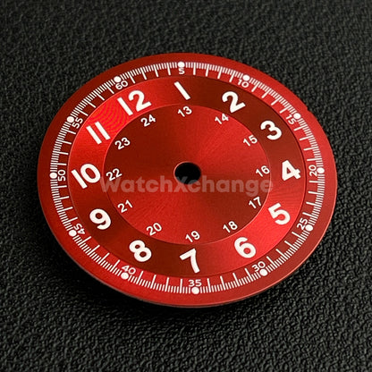 29mm Red Watch Dial w/Green Luminous Replacement for NH35 Watch Movement Parts