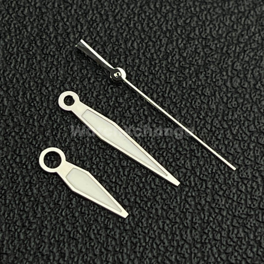 Silver & White Watch Hands For SEIKO NH35 NH36 Movements Pilot Style