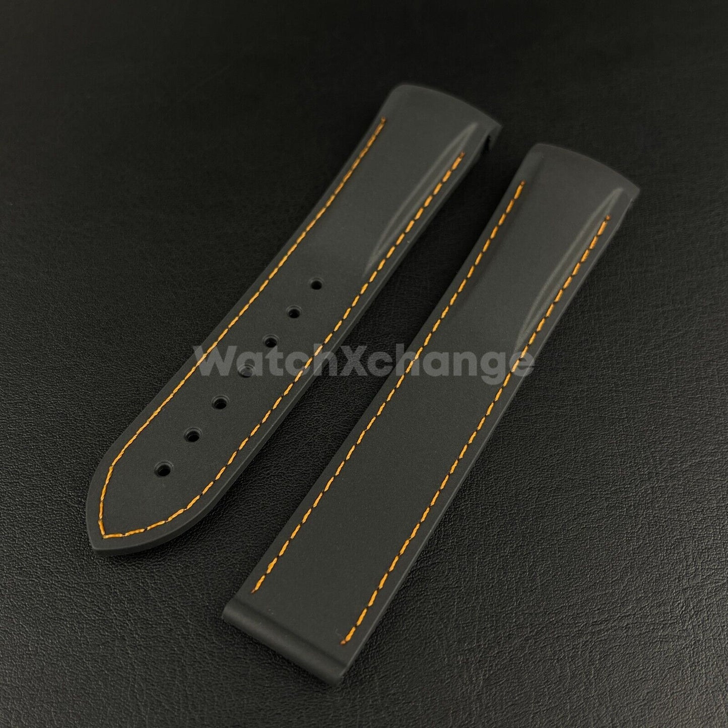 Black Curved End Silicone Rubber Watch Strap For Omega Seamaster 20mm 21mm 22mm