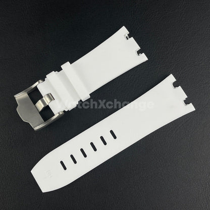 White Audemars Piguet AP 28mm Royal Oak Silicone Rubber Watch Strap 15710 15703