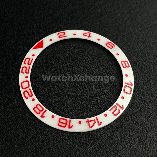 Red & White 38mm Ceramic Bezel Insert For Rolex Seiko SKX007 SKX009 SRPD Sloped