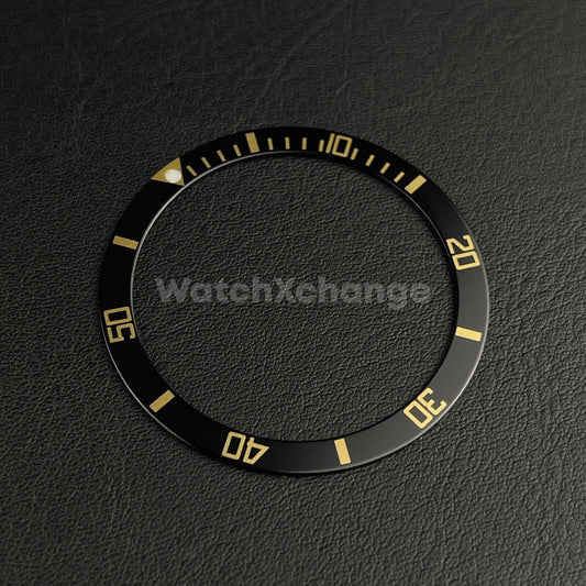 Black & Gold 39mm Flat Aluminium Bezel Insert For Divers Watch Seiko Mod Turtle