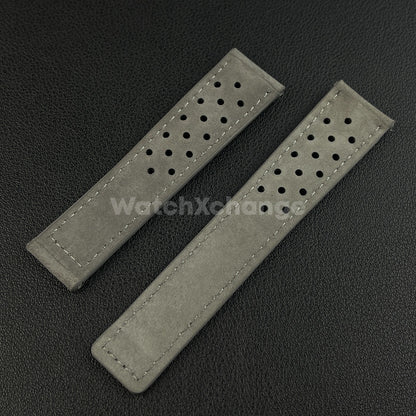 Grey Suede Leather Strap For TAG Heuer Carrera Monaco 20mm 22mm